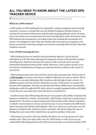 ALL YOU NEED TO KNOW ABOUT THE LATEST GPS TRACKER DEVICE