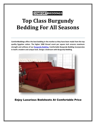 Top Class Burgundy Bedding For All Seasons