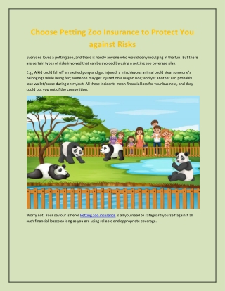 Choose Petting Zoo Insurance to Protect You against Risks