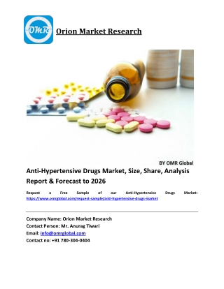 Anti-Hypertensive Drugs Market Size, Industry Trends, Share and Forecast 2020-2026