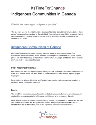 Indigenous Communities in Canada