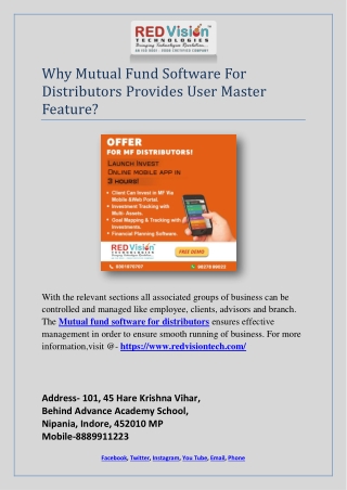 Why Mutual Fund Software For Distributors Provides User Master Feature?