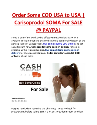 Order Soma COD USA to USA | Carisoprodol SOMA For SALE @ PAYPAL