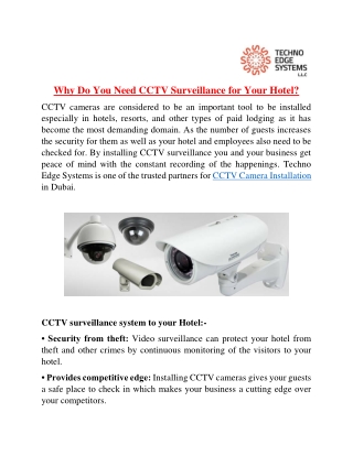 Why Do You Need CCTV Surveillance for Your Hotel?