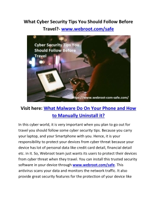 What Cyber Security Tips You Should Follow Before Travel?- www.webroot.com/safe