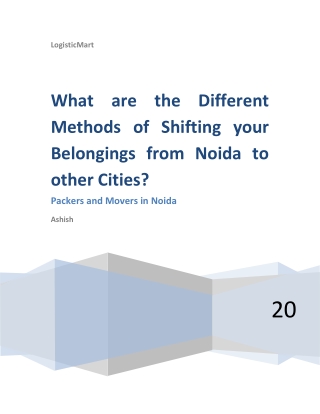 What are the Different Methods of Shifting your Belongings from Noida to other cities?