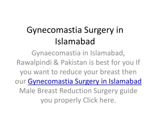 Gynecomastia Surgery in Islamabad