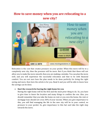 How to save money when you are relocating to a new city?