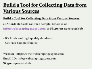 Build a Tool for Collecting Data from Various Sources