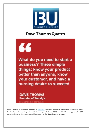 Dave Thomas Quotes