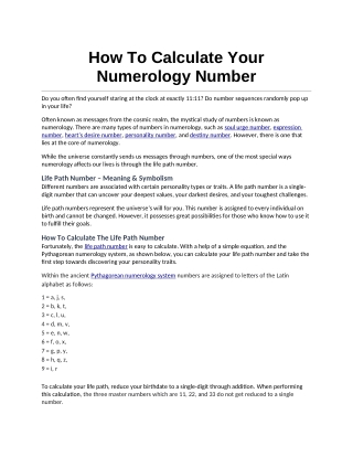 How To Calculate Your Numerology Number