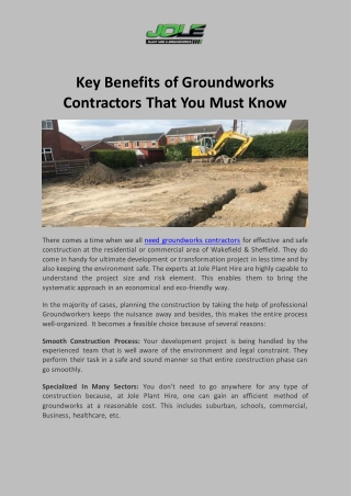Key Benefits of Groundworks Contractors That You Must Know