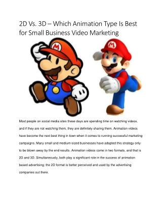 2D Vs. 3D – Which Animation Type Is Best for Small Business Video Marketing
