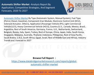 Automatic Shifter Market -Analysis Report By Application, Competitive Strategies, And Segment Forecasts, 2020 To 2027