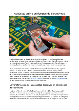 Apuestas Online En Tiempos De Coronavirus