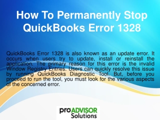 How to Permanently Stop QuickBooks Error 1328