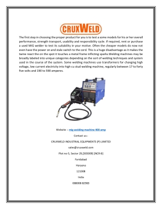 Mig Welding Machine 400 Amp | Cruxweld.com