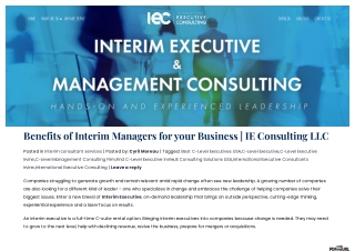 Benefits of Interim Managers for Your Business | IE Consulting LLC