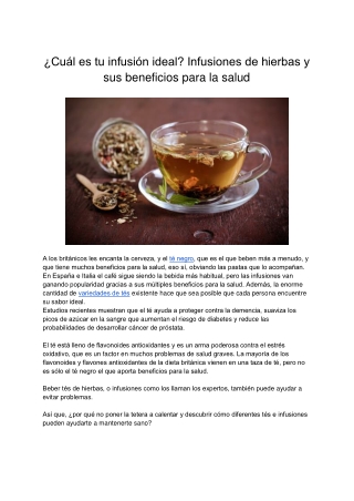 ¿Cuál es tu infusión ideal Infusiones de hierbas y sus beneficios para la salud