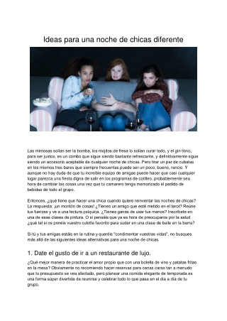 Ideas Para Una Noche De Chicas Diferente
