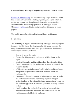 Rhetorical Essay Writing: 8 Ways to Squeeze out Creative Juices