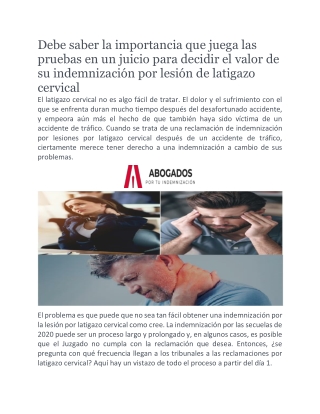 Latigazo Cervical Indemnización Abogados| Latigazocervical.info