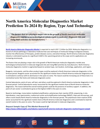 North America Molecular Diagnostics Market Prediction To 2024 By Region, Type And Technology