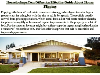 Houselookups.Com Offers An Effective Guide About House Flipping