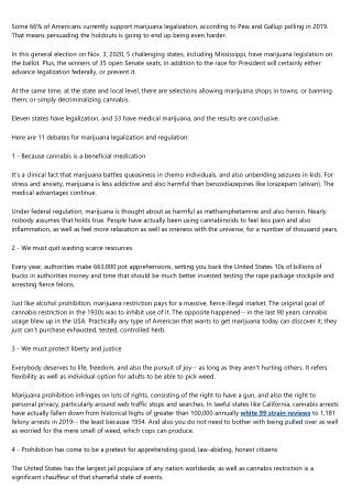 Cannabis Legalization & Regulation Arguments, and Truths, to Help You Best Choose on Election Day