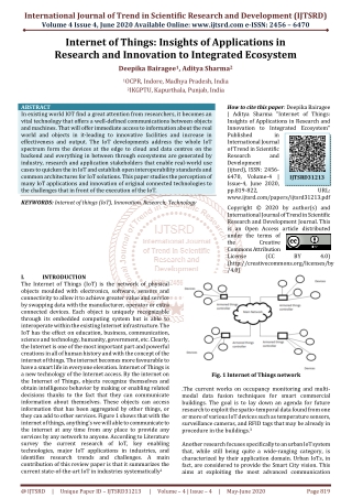 Internet of Things Insights of Applications in Research and Innovation to Integrated Ecosystem