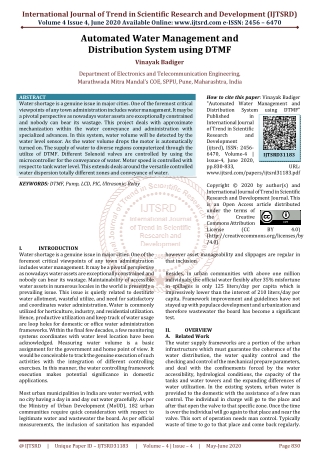 Automated Water Management and Distribution System using DTMF