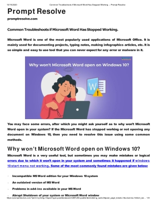 Common Troubleshoots if Microsoft Word Has Stopped Working