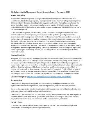 Blockchain Identity Management Market Research Report – Forecast to 2023