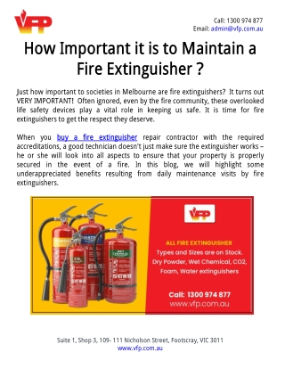 How Important it is to Maintain a Fire Extinguisher ?