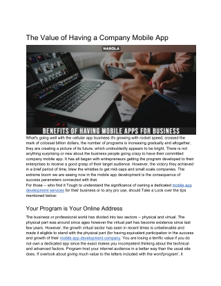 The Value of Having a Company Mobile App