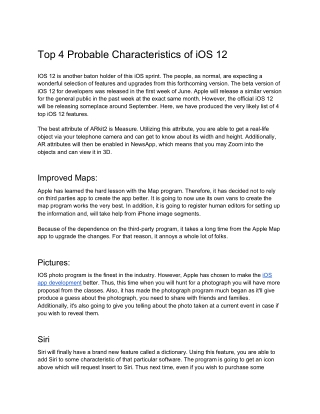 Top 4 Probable Characteristics of iOS 12