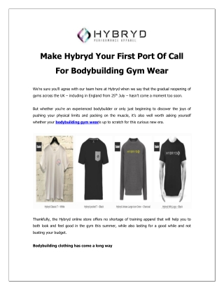 Make Hybryd Your First Port Of Call For Bodybuilding Gym Wear