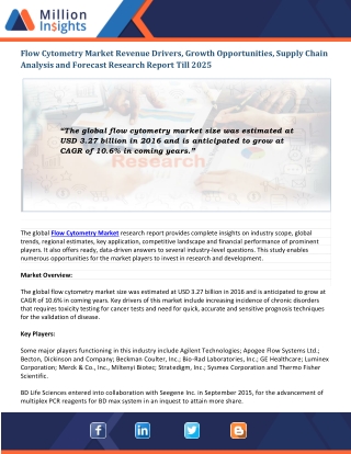 Flow Cytometry Market Top Players Profiles and Sales Data | Competition by Manufacturers