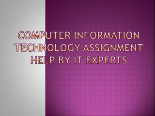 Computer Information Technology Assignment Help By IT Experts