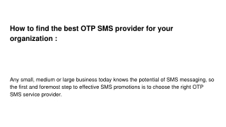 How to find the best OTP SMS provider for your organization :