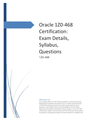 [PDF] Oracle 1Z0-468 Certification: Exam Details, Syllabus, Questions