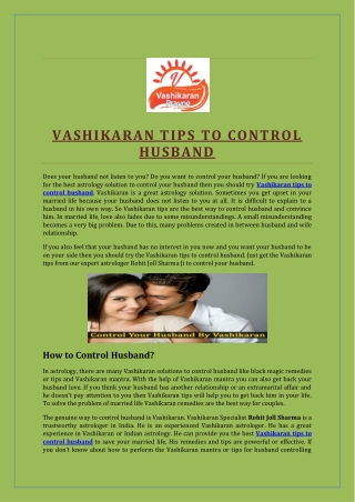 Vashikaran Tips To Control Husband