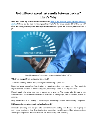 Get different speed test results between devices? Here’s Why
