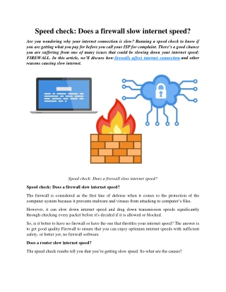 Speed check: Does a firewall slow internet speed?