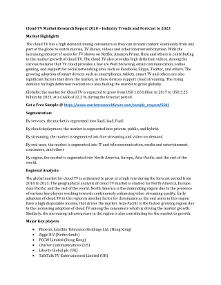 Cloud TV Market Research Report 2020 – Industry Trends and Forecast to 2023