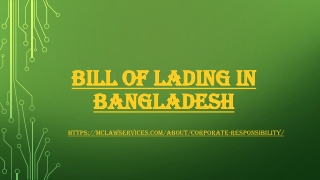 Bill of Lading in Bangladesh