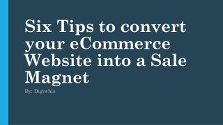 Six Tips to convert your eCommerce Website into a Sale Magnet