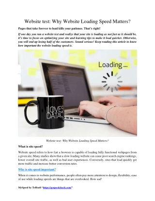 Website test: Why Website Loading Speed Matters?