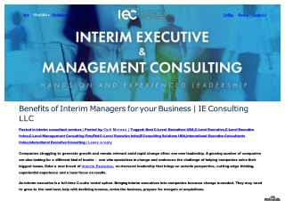 Boost You Business - Hire The Best Interim CEO - IE Consulting LLC