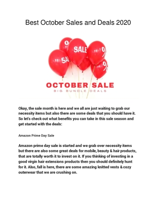 Best October Sales and Deals 2020